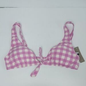NEW J. CREW Tie Front Scoopback Bikini Top Size Medium